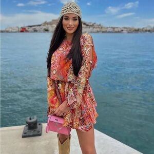 Colorful Zara Dress with Woven Belt